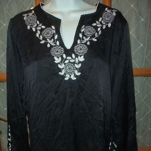 Women's Silk Top Black & White Size PL